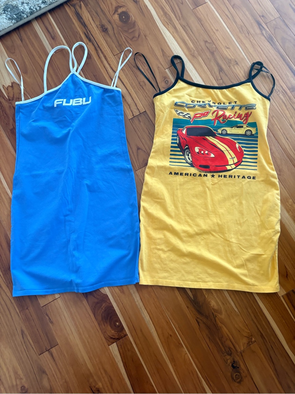 Forever 21 Blue & Yellow Graphic Racer Mini Dress Duo